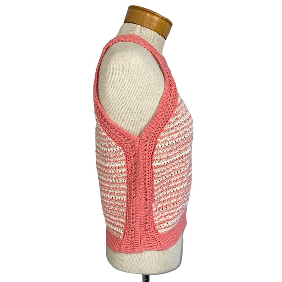 BCBGeneration Halter Crochet Knit Tank Top Coral Pink Small - Picture 4 of 8